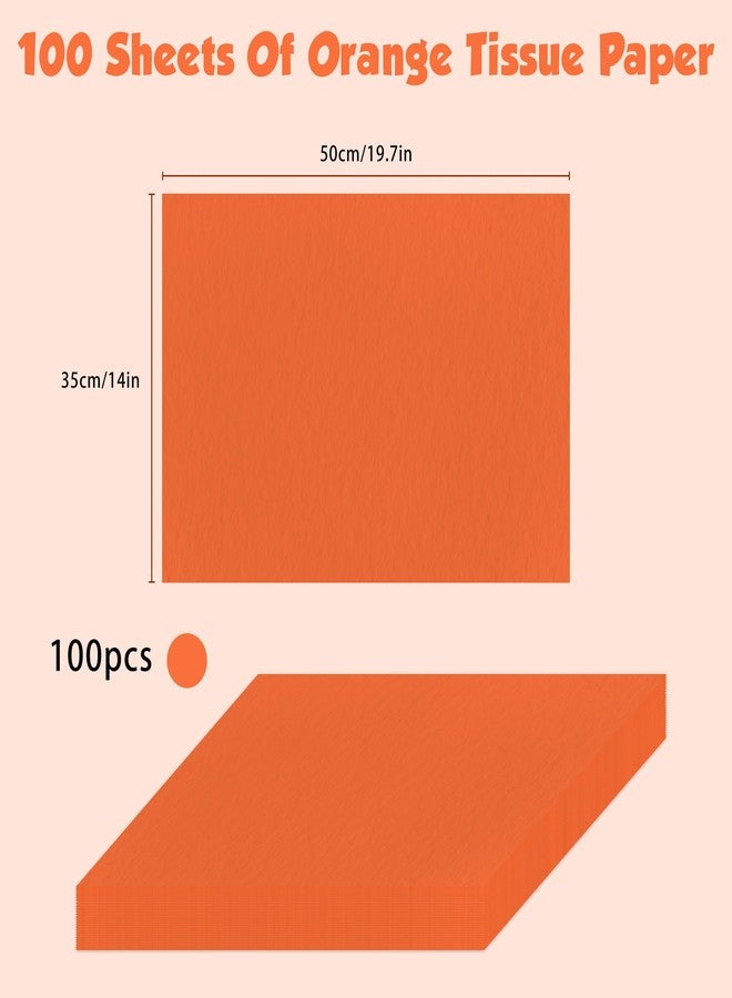 OHOME ورق تغليف برتقالي من أوهوم - ١٠٠ ورقة، زينة خريفية للمنزل | ديكور عيد الشكر لأكياس الهدايا، ورق تغليف بكميات كبيرة لهدايا عيد الشكر ومستلزمات حفلات الهالوين - Image 2